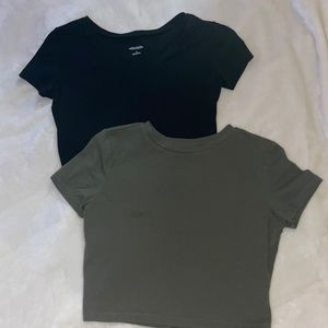 Hunter green and black crop tops!